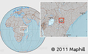 Gray Location Map of TETU, within the entire country, hill shading