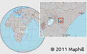 Gray Location Map of TETU, within the entire country