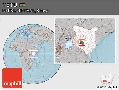 Gray Location Map of TETU, highlighted country, highlighted grandparent region, within the entire country, hill shading