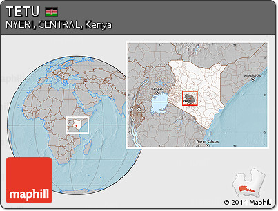 Gray Location Map of TETU, highlighted country, highlighted grandparent region, within the entire country, hill shading