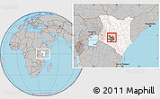 Gray Location Map of TETU, highlighted country, highlighted grandparent region, within the entire country