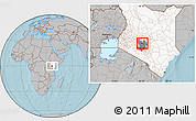 Gray Location Map of TETU, highlighted country, highlighted grandparent region, hill shading