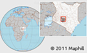 Gray Location Map of TETU, highlighted country, highlighted grandparent region