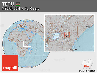 Gray Location Map of TETU, highlighted grandparent region, within the entire country, hill shading
