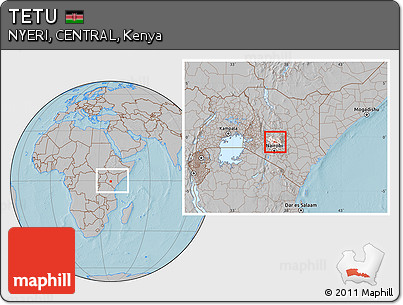 Gray Location Map of TETU, highlighted grandparent region, within the entire country, hill shading