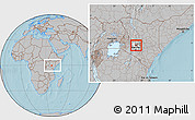 Gray Location Map of TETU, highlighted parent region, highlighted grandparent region, within the entire country, hill shading