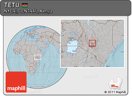 Gray Location Map of TETU, hill shading