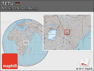 Gray Location Map of TETU, hill shading