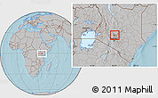 Gray Location Map of TETU, hill shading
