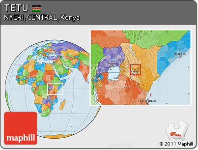 Political Location Map of TETU, within the entire country