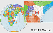 Political Location Map of TETU, highlighted country, highlighted grandparent region, within the entire country