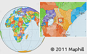 Political Location Map of TETU, highlighted grandparent region, within the entire country