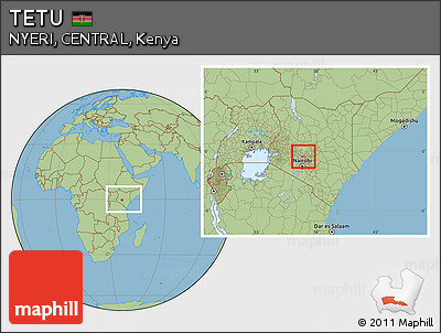 Savanna Style Location Map of TETU, within the entire country