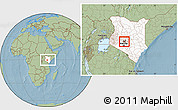 Savanna Style Location Map of TETU, highlighted country, highlighted parent region, within the entire country, hill shading