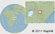 Savanna Style Location Map of TETU, highlighted grandparent region, hill shading
