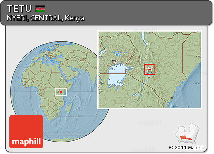 Savanna Style Location Map of TETU, highlighted parent region, hill shading