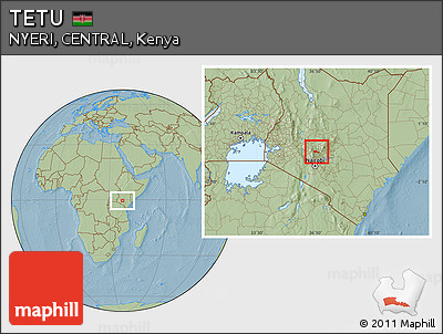 Savanna Style Location Map of TETU, hill shading