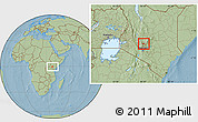 Savanna Style Location Map of TETU, hill shading