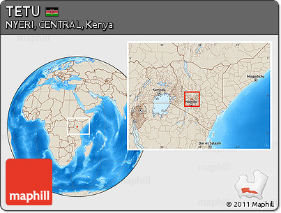 Shaded Relief Location Map of TETU, within the entire country