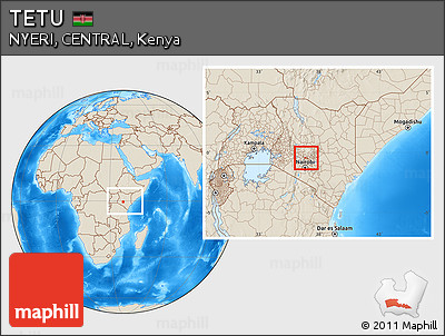 Shaded Relief Location Map of TETU, within the entire country
