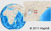 Shaded Relief Location Map of TETU, within the entire country