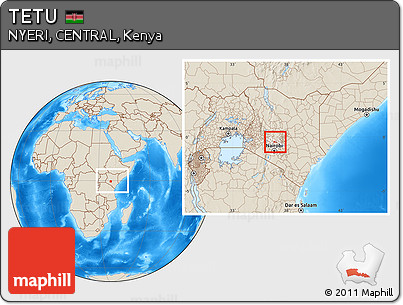 Shaded Relief Location Map of TETU, highlighted grandparent region, within the entire country