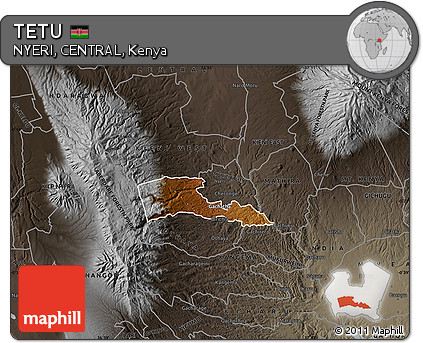 Physical Map of TETU, darken, semi-desaturated