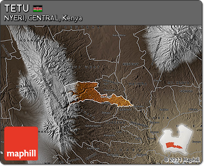 Physical Map of TETU, darken, semi-desaturated