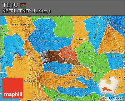 Physical Map of TETU, political outside