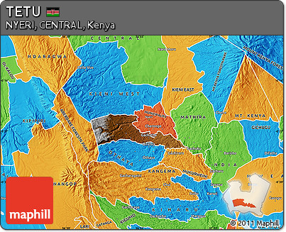 Physical Map of TETU, political outside