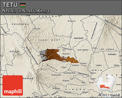 Physical Map of TETU, shaded relief outside