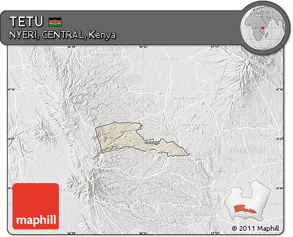 Shaded Relief Map of TETU, lighten, semi-desaturated