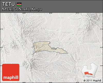 Shaded Relief Map of TETU, lighten, semi-desaturated