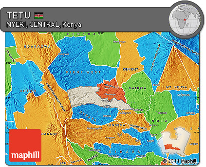 Shaded Relief Map of TETU, political outside