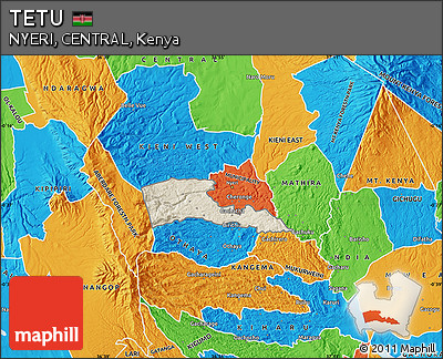 Shaded Relief Map of TETU, political outside