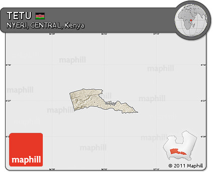 Shaded Relief Map of TETU, single color outside