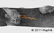 Physical Panoramic Map of TETU, darken, desaturated