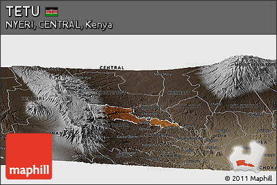 Physical Panoramic Map of TETU, darken, semi-desaturated