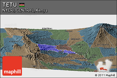 Political Panoramic Map of TETU, darken, semi-desaturated