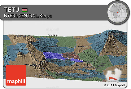 Political Panoramic Map of TETU, darken, semi-desaturated