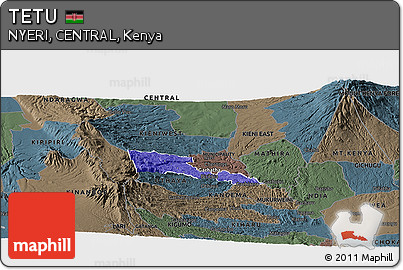 Political Panoramic Map of TETU, darken, semi-desaturated