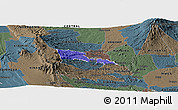 Political Panoramic Map of TETU, darken, semi-desaturated