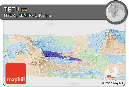 Political Panoramic Map of TETU, lighten