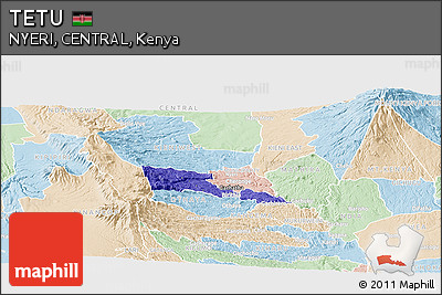 Political Panoramic Map of TETU, lighten