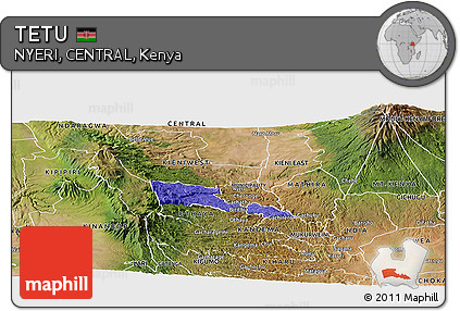 Political Panoramic Map of TETU, satellite outside