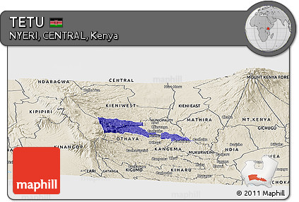 Political Panoramic Map of TETU, shaded relief outside
