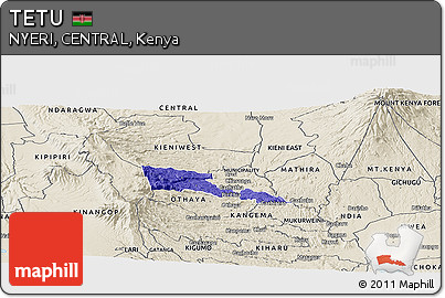 Political Panoramic Map of TETU, shaded relief outside