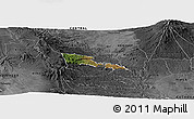 Satellite Panoramic Map of TETU, darken, desaturated