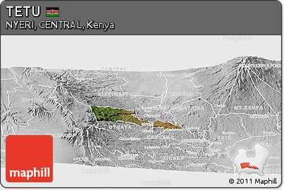 Satellite Panoramic Map of TETU, lighten, desaturated