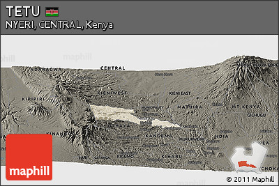 Shaded Relief Panoramic Map of TETU, darken